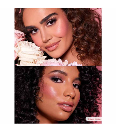 نتیجه استفاده از رژگونه مایع شیگلم لاو کیک  روی گونه