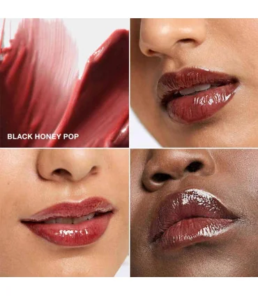 لیپ گلاس بلک هانی کلینیک CLINIQUE Black Honey بر روی لب مدل ها از نمای نزدیک