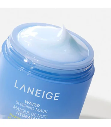 ماسک خواب آبرسان لانیژ با درب باز از نمای نزدیک LANEIGE Water Sleeping Mask open close up