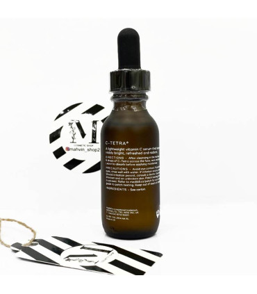 جزئيات و توضيحات پشت بطري سرم ویتامین سی مدیک 8 مدل C-Tetra