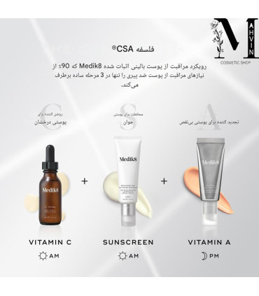 فلسفه csa سرم ویتامین سی مدیک 8 مدل C-Tetra