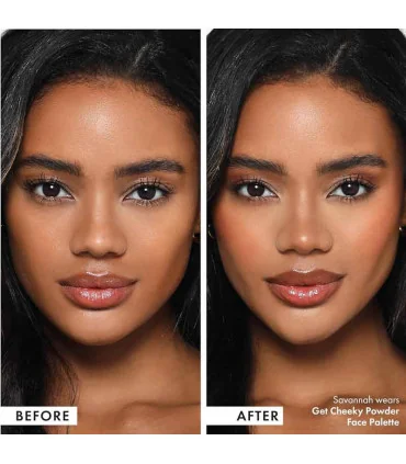 قبل و بعد از استفاده پالت پودر صورت آیکونیک لندن Get Cheeky Face Powder Palette