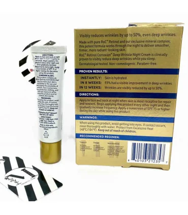 کرم شب رتینول RoC همراه جعبه از نمای پشت 15 ml - Retinol Correxion Deep Wrinkle Night Cream 15 ml box back