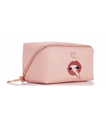 کیف میکاپ شارلوت تیلبری با درب بسته از نمای جانبی - charlotte tilbury pillow talk makeup bag side view