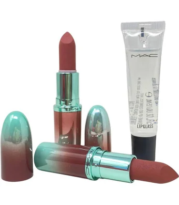 پک لب مک 2026 دوعدد رژ لب مات و یک لیپ گلاس|2M.A.CXIMAL MATTE LIPSTICKS + LIPGLASS CLEAR