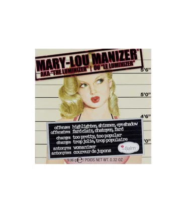 روی بسته بندی اصلی هایلایتر مری لو مانایزر دبالم Mary-Lou Manizer The Balm