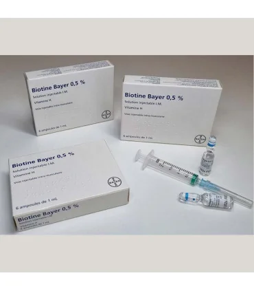 بسته‌بندی اصلی آمپول بیوتین بایر آلمانی Biotin bayer
