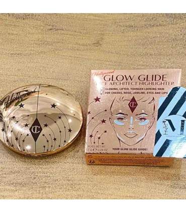 بالای بسته بندی هایلایتر شارلوت تیلبری مدل هالیوود گلو رنگ pillow talk glow