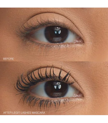 قبل و بعد از استفاده ریمل حجم دهنده دوسر هدی بیوتی Huda Beauty Mini Legit Lashes Mascara-4 بر روی چشم