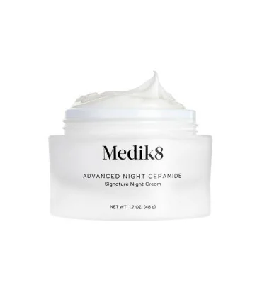 کرم شب ترمیم‌کننده مدیک 8 Advanced Night Ceramide با درب باز - کرم شب مدیک 8