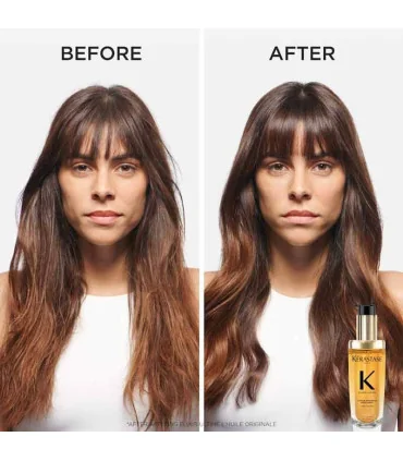 قبل و بعد از استفاده روغن مو الکسیر کرستاس اصل بر روی مو --